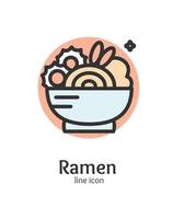 Japan Essen Ramen Zeichen dünn Linie Symbol Emblem Konzept. Vektor