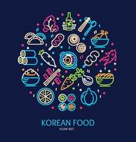 Koreanisch Essen Zeichen runden Design Vorlage dünn Linie Symbol Banner. Vektor