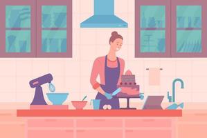 tecknad serie Färg karaktär kvinna på Hem företag kök begrepp. vektor