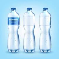 realistisch detailliert 3d Mineral Wasser Plastik Flasche Satz. Vektor