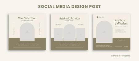 einstellen von 3 editierbar Vorlage Sozial Medien Design Post. geeignet zum Post, Verkauf Banner, Förderung, Anzeigen, Werbung, Mode, Schönheit, Möbel vektor