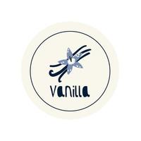 hand dragen cirkel illustrerade klistermärke märka krydda ört vanilj vektor
