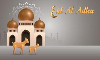 eid al Adha mubarak de firande av muslim gemenskap festival bakgrund design.vector illustration. grå bakgrund. vektor