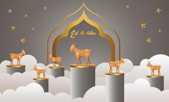 eid al adha Mubarak das Feier von Muslim Gemeinschaft Festival Hintergrund design.vektor Illustration. grau Hintergrund. vektor