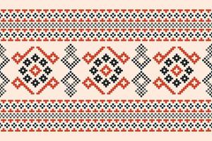 ethnisch geometrisch Stoff Muster Kreuz Stich.ikat Stickerei ethnisch orientalisch Pixel Muster braun Sahne Hintergrund. abstrakt,vektor,illustration.für Textur, Kleidung, Verpackung, Dekoration, Teppich. vektor