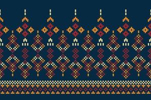 ethnisch geometrisch Stoff Muster Kreuz Stich.ikat Stickerei ethnisch orientalisch Pixel Muster Marine Blau Hintergrund. abstrakt,vektor,illustration.für Textur, Kleidung, Verpackung, Dekoration, Teppich. vektor