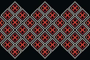 ethnisch geometrisch Stoff Muster Kreuz Stich.ikat Stickerei ethnisch orientalisch Pixel Muster dunkel schwarz Hintergrund. abstrakt,vektor,illustration.für Textur, Kleidung, Verpackung, Dekoration, Teppich. vektor