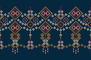 ethnisch geometrisch Stoff Muster Kreuz Stich.ikat Stickerei ethnisch orientalisch Pixel Muster Marine Blau Hintergrund. abstrakt,vektor,illustration.für Textur, Kleidung, Verpackung, Dekoration, Teppich. vektor