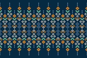 ethnisch geometrisch Stoff Muster Kreuz Stich.ikat Stickerei ethnisch orientalisch Pixel Muster Marine Blau Hintergrund. abstrakt,vektor,illustration.für Textur, Kleidung, Verpackung, Dekoration, Teppich. vektor