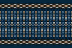 ethnisch geometrisch Stoff Muster Kreuz Stich.ikat Stickerei ethnisch orientalisch Pixel Muster Marine Blau Hintergrund. abstrakt,vektor,illustration.für Textur, Kleidung, Verpackung, Dekoration, Teppich. vektor