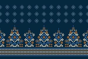 ethnisch geometrisch Stoff Muster Kreuz Stich.ikat Stickerei ethnisch orientalisch Pixel Muster Marine Blau Hintergrund. abstrakt,vektor,illustration.für Textur, Kleidung, Verpackung, Dekoration, Teppich. vektor