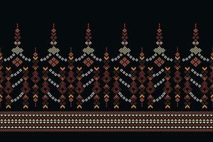 etnisk geometrisk tyg mönster korsa stitch.ikat broderi etnisk orientalisk pixel mönster mörk svart bakgrund. abstrakt, vektor, illustration.för textur, kläder, inslagning, dekoration, matta. vektor