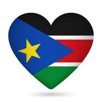 Süd Sudan Flagge im Herz Form. Vektor Illustration.