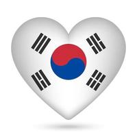 Süd Korea Flagge im Herz Form. Vektor Illustration.