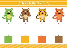 Match nach Farbe des Tierlernspiels für den Kindergarten Matching-Spiel für Kinder vektor