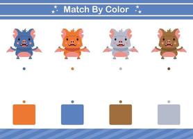 Match nach Farbe des Tierlernspiels für den Kindergarten Matching-Spiel für Kinder vektor