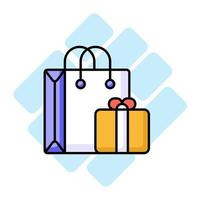 Geschenk Korb Symbol vertreten ein dekorativ Korb oder Box gefüllt mit verschiedene Artikel, in der Regel gegeben wie ein Geschenk zum Besondere Anlässe vektor