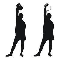 einstellen Silhouetten Sportler Gewicht Heber Aufzug Kettlebell, Gewichte. Gewicht Heben. ziehen, drücken, Bank Drücken Sie vektor