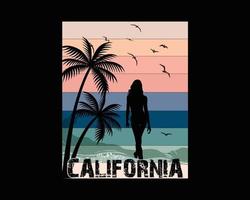 Kalifornien Sommer- retro Jahrgang t Hemd Design, Poster , Banner, , Becher usw vektor