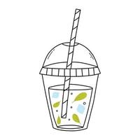 smoothie i trasa klotter stil. vektor illustration. hand dragen glas med smoothie, citronsaft, cocktail. detox smoothie.
