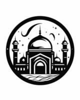 svart och vit moské illustration vektor