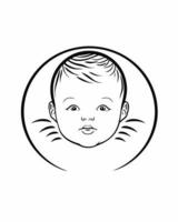 Baby Gesicht Logo Linie Kunst vektor