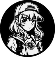 Anime Mädchen Porträt Logo vektor