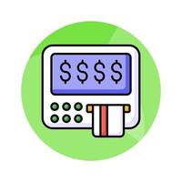de Bankomat ikon representerar en maskin den där dispenserar kontanter och tillåter kunder till prestera bank transaktioner vektor