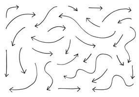 handgezeichnete Vektorpfeile auf weißem Hintergrund gesetzt. Vektor eps