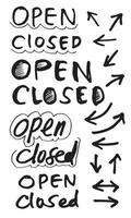 öppen skylt stängd. för användning i kaféer, byggnader, butiker och andra vektor