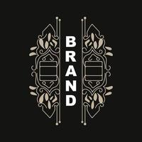 Elegante minimalistische Ornament-Logo-Vorlage Luxus-Ornament-Hochzeitsdekorationsgeschäft, Einladung im Batik-Stil, Batik, Frasion, ursprüngliches Markendesign vektor