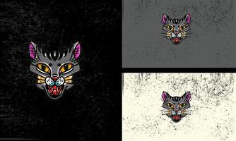 Kopf Katze Vektor Illustration Maskottchen eben Design