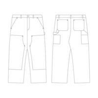 mall dubbel- knä byxor vektor illustration platt design översikt Kläder samling