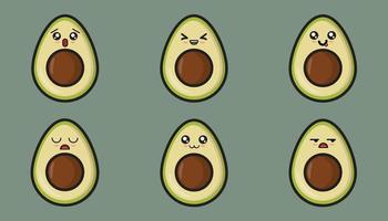 söt avokado emoji illustration. med en mängd av högsta grad förtjusande uttryck kan göra den en perfekt tillägg till några social media chatt eller posta. vektor