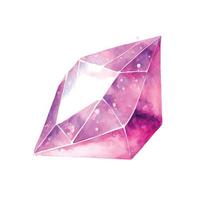 vektor rosa lila diamant kristall. vattenfärg illustration.