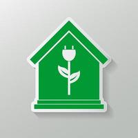 Öko-Haus-Ikone. grünes Hausökologieemblem oder -logo. Vektorillustration vektor