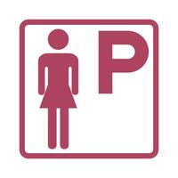 Symbol Dame Parkplatz Zeichen auf Weiß Hintergrund vektor