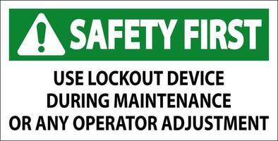 varning använda sig av lockout enhet under underhåll eller några operatör justering tecken vektor