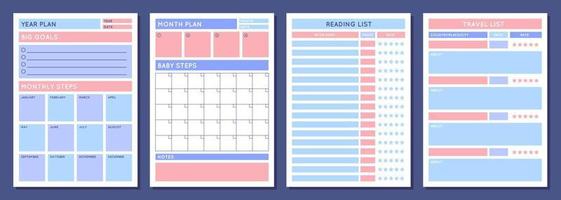 tecknad serie Färg prioriteringar planerare schema begrepp uppsättning. vektor