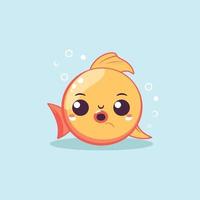 süß kawaii Fisch Chibi Maskottchen Vektor Karikatur Stil