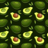 nahtlos Muster, bunt Avocados mit Blätter auf ein Grün Hintergrund. Obst Hintergrund, drucken, Textil, Vektor