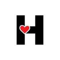 Brief h mit rot Herz Monogramm. h Herz Symbol. vektor