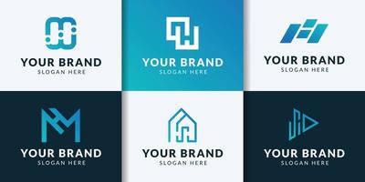 modern logotyp uppsättning och samling av kreativ branding idéer för företag företag. enkel logotyp, minimalistisk, abstrakt vektor design