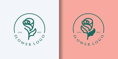 Rose Logo Vektor Blume Symbol Illustration Sammlung