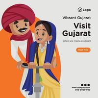 Banner Design von Besuch Gujarat Cartoon Style Vorlage vektor