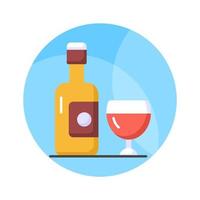 ein klassisch Wein Flasche und Glas Symbol, Darstellen Entspannung, Raffinesse, und Geselligkeit Über ein Glas von Wein vektor