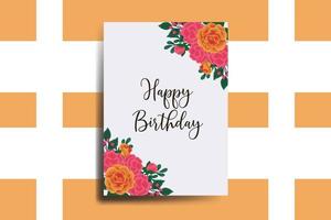 Gruß Karte Geburtstag Karte Digital Aquarell Hand gezeichnet Orange Rose Blume Design Vorlage vektor