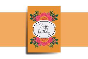 Gruß Karte Geburtstag Karte Digital Aquarell Hand gezeichnet Orange Rose Blume Design Vorlage vektor