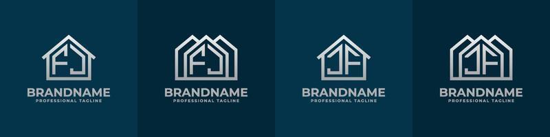 Brief fj und jf Zuhause Logo Satz. geeignet zum irgendein Geschäft verbunden zu Haus, echt Anwesen, Konstruktion, Innere mit fj oder jf Initialen. vektor