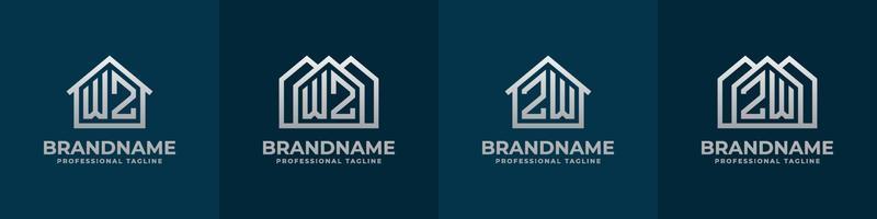 Brief wz und zw Zuhause Logo Satz. geeignet zum irgendein Geschäft verbunden zu Haus, echt Anwesen, Konstruktion, Innere mit wz oder zw Initialen. vektor